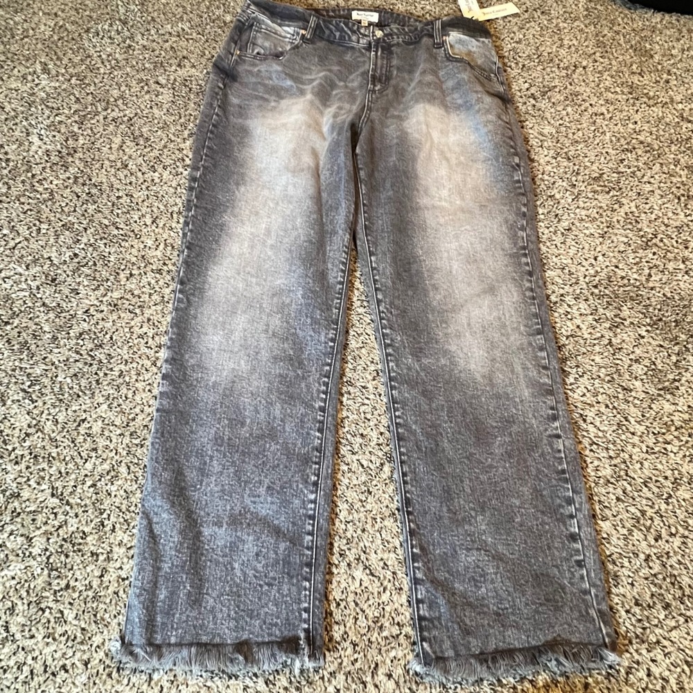 Juicy Couture Grey Marble Wash Straight Leg Frayed Hem‎ Jeans 18W JC238S TRTP